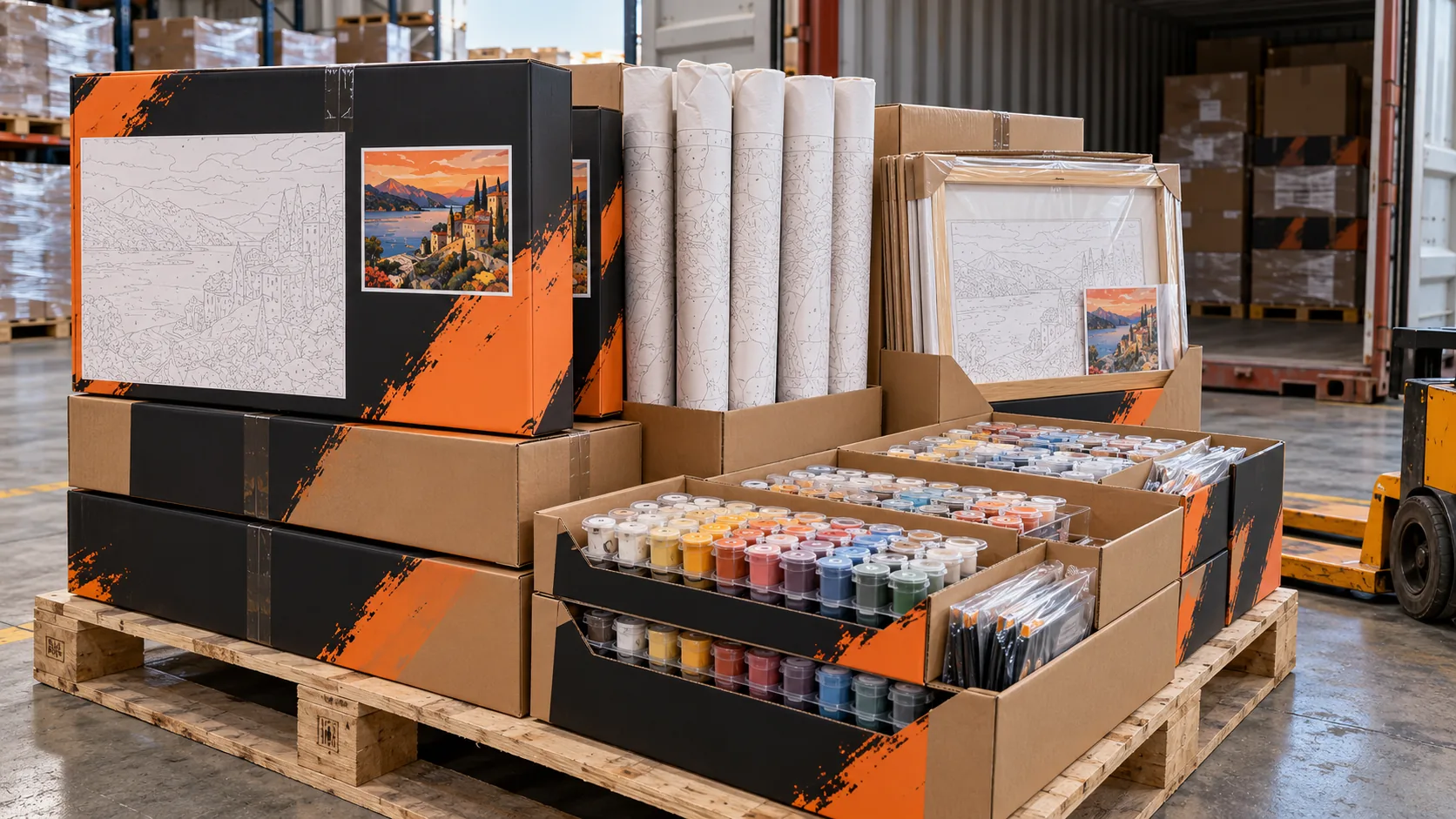 Paint kit packaging and fulfillment desk
